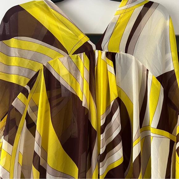 Zara Swim Cover Up Kaftan Sheer Retro Geo Print Loose Boho Pattern Beach Medium - Picture 15 of 15